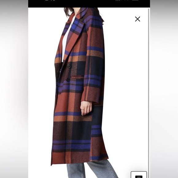 Navy rust plaid coat - Picture 3 of 8